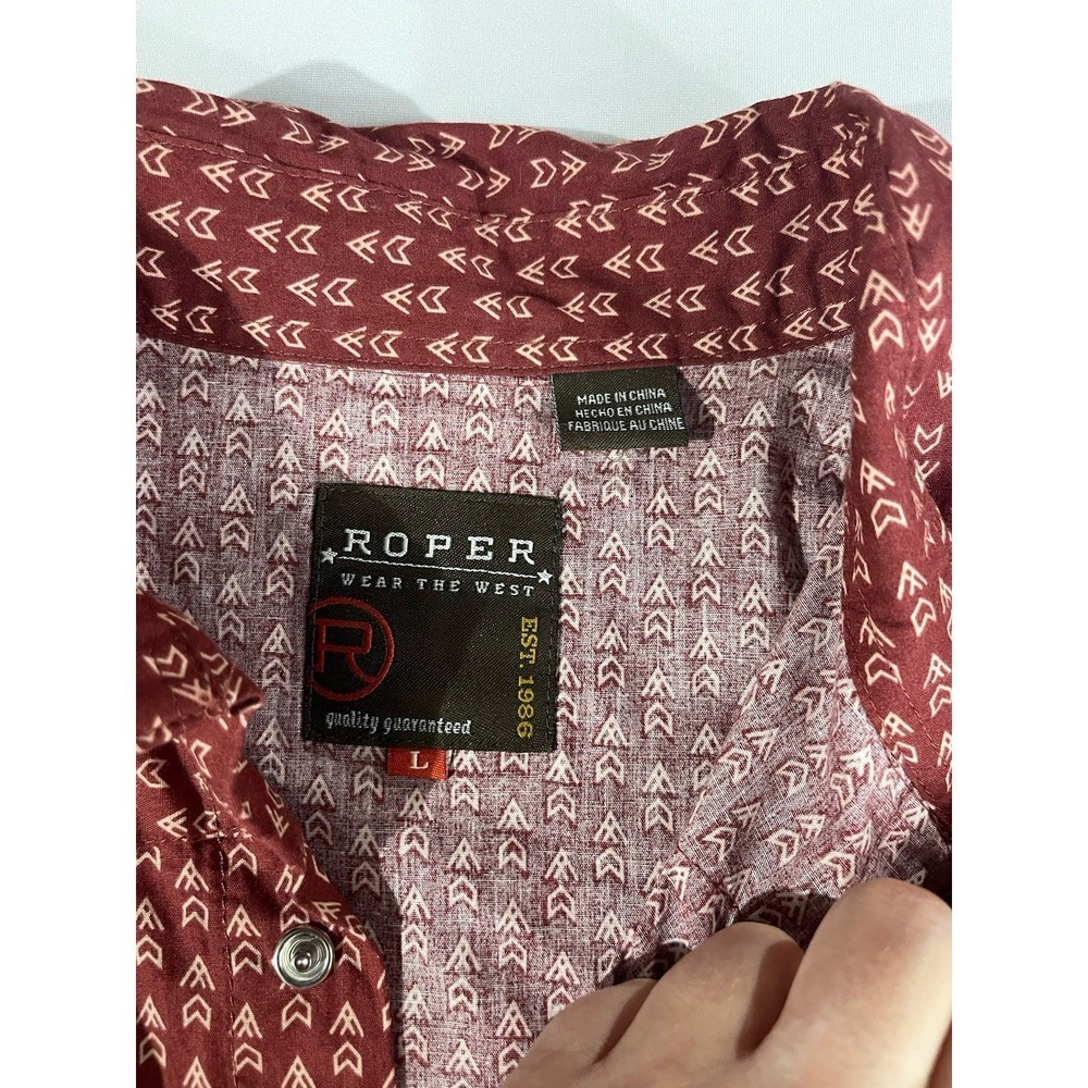 Roper Men's Western Arrow Print Snap Long Sleeve Shirt Large - Picture 5 of 10